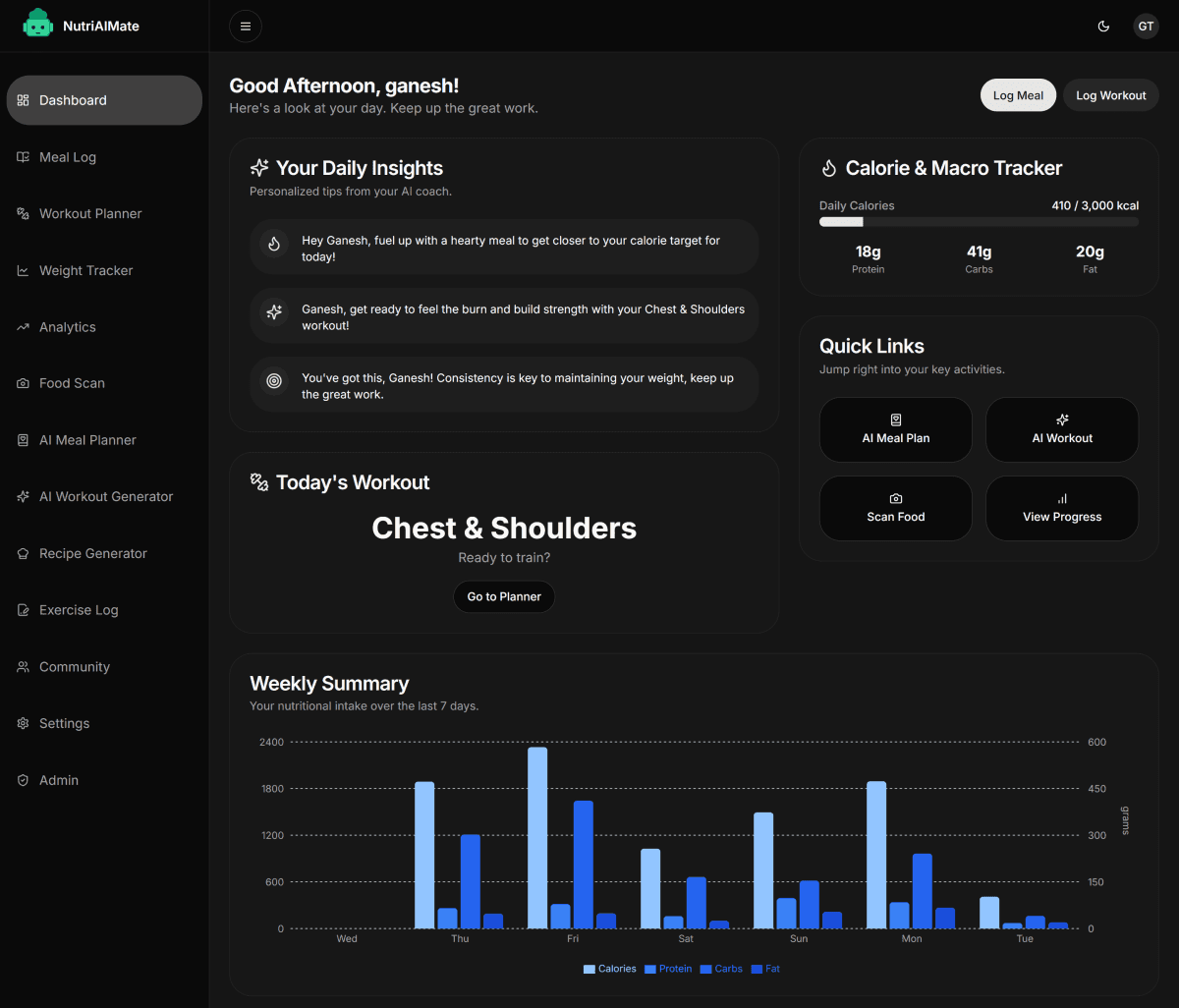 NutriAIMate — Your AI Nutrition & Workout Companion